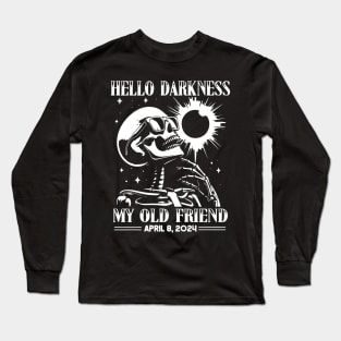 "Hello Darkness My Old Friend" Skeleton & Solar Eclipse Long Sleeve T-Shirt